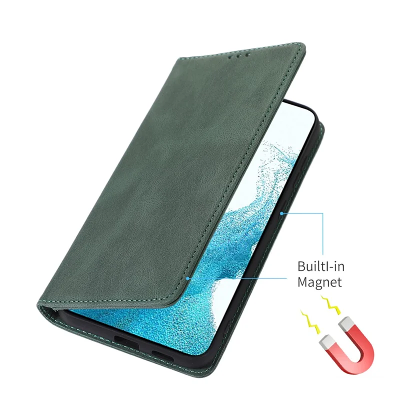 For Samsung Galaxy A34 5G Dustproof Cover Magnetic Stand PU Leather Phone Case Wallet - Green