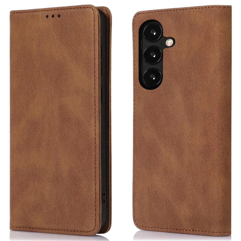 For Samsung Galaxy A34 5G Dustproof Cover Magnetic Stand PU Leather Phone Case Wallet - Brown