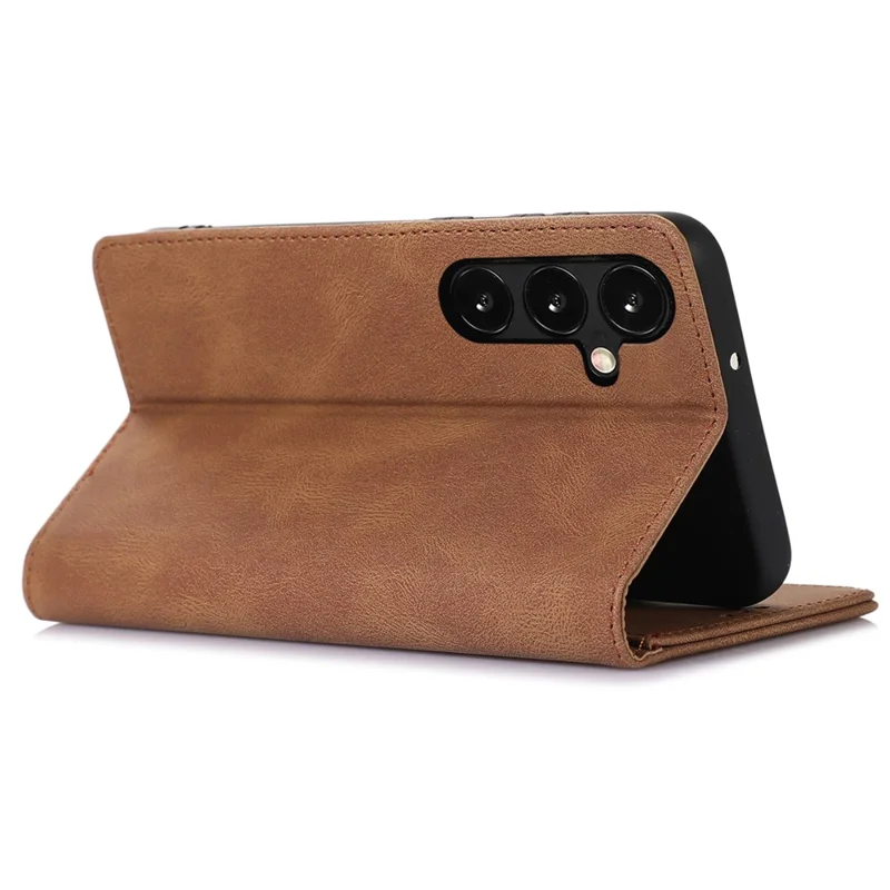 For Samsung Galaxy A34 5G Dustproof Cover Magnetic Stand PU Leather Phone Case Wallet - Brown