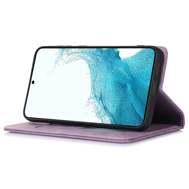 Для Samsung Galaxy S24 Wallet Phone Cover TPU+PU Leather Slim-Fit Phone Case with Stand - Purple