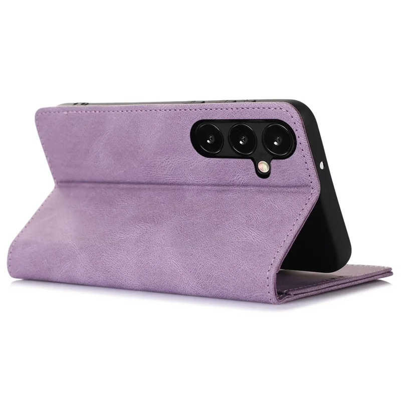 Для Samsung Galaxy S24 Wallet Phone Cover TPU+PU Leather Slim-Fit Phone Case with Stand - Purple