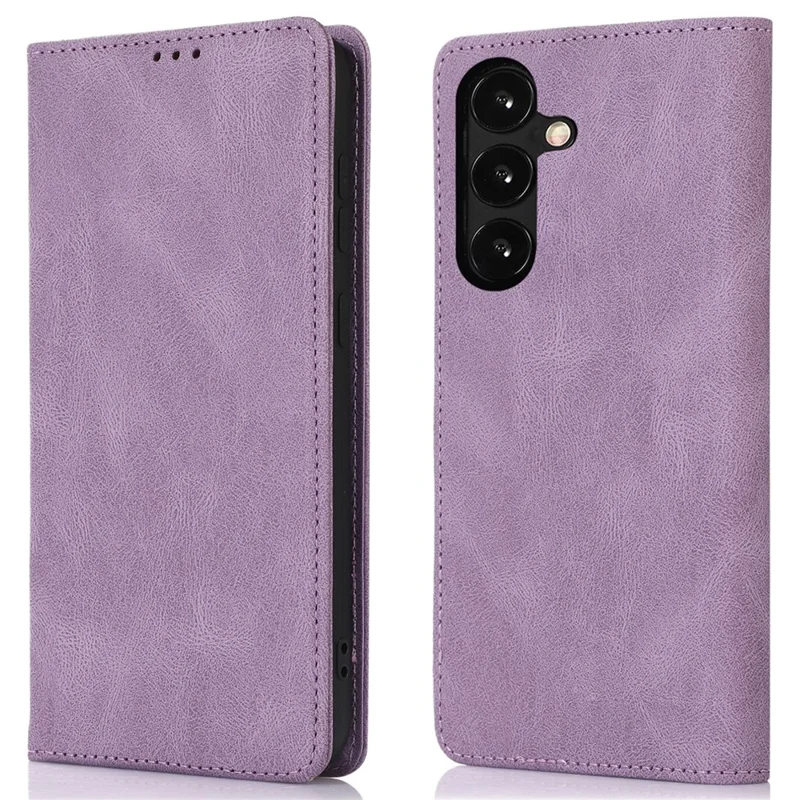 For Samsung Galaxy A05s 4G Case Anti-Scratch Phone Shell Magnetic Stand PU Leather Wallet Cover - Purple
