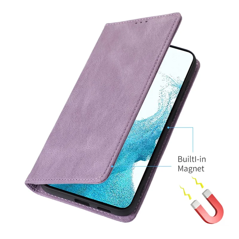 For Samsung Galaxy A05s 4G Case Anti-Scratch Phone Shell Magnetic Stand PU Leather Wallet Cover - Purple