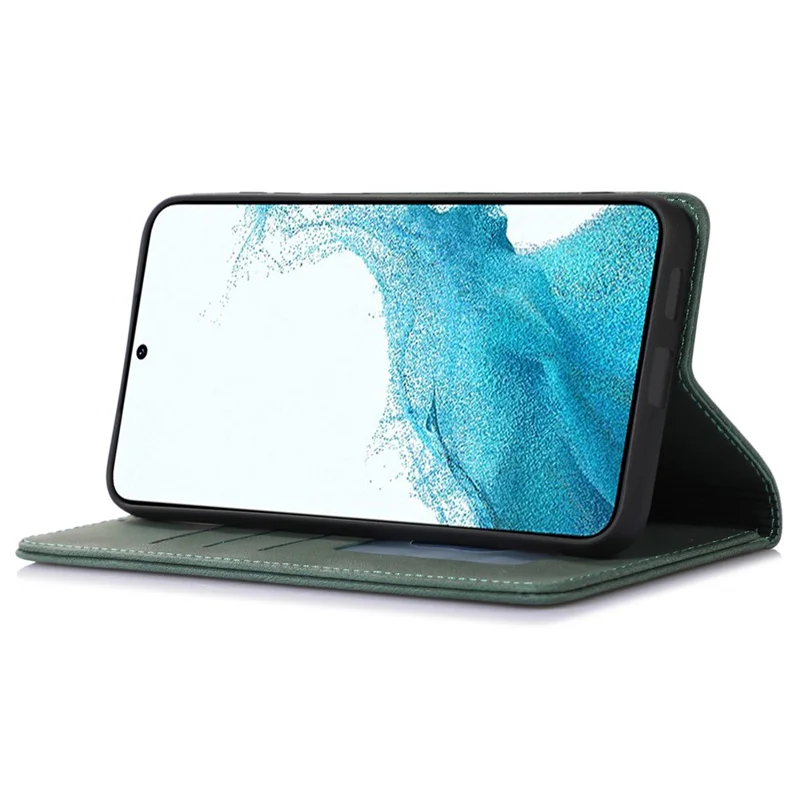 Stand Wallet Cover for Samsung Galaxy A25 5G (Global) (161.0 x 76.5 x 8.3mm) Case Leather Magnetic Phone Shell - Green