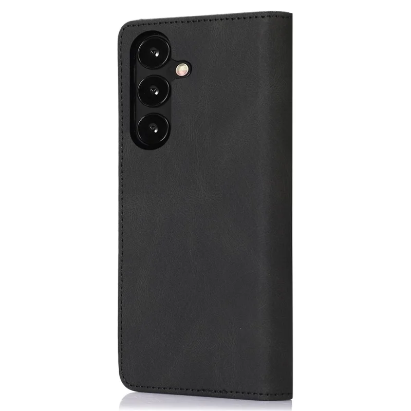 For Samsung Galaxy S24+ PU Leather Mobile Phone Case Magnetic Stand Cover Wallet - Black