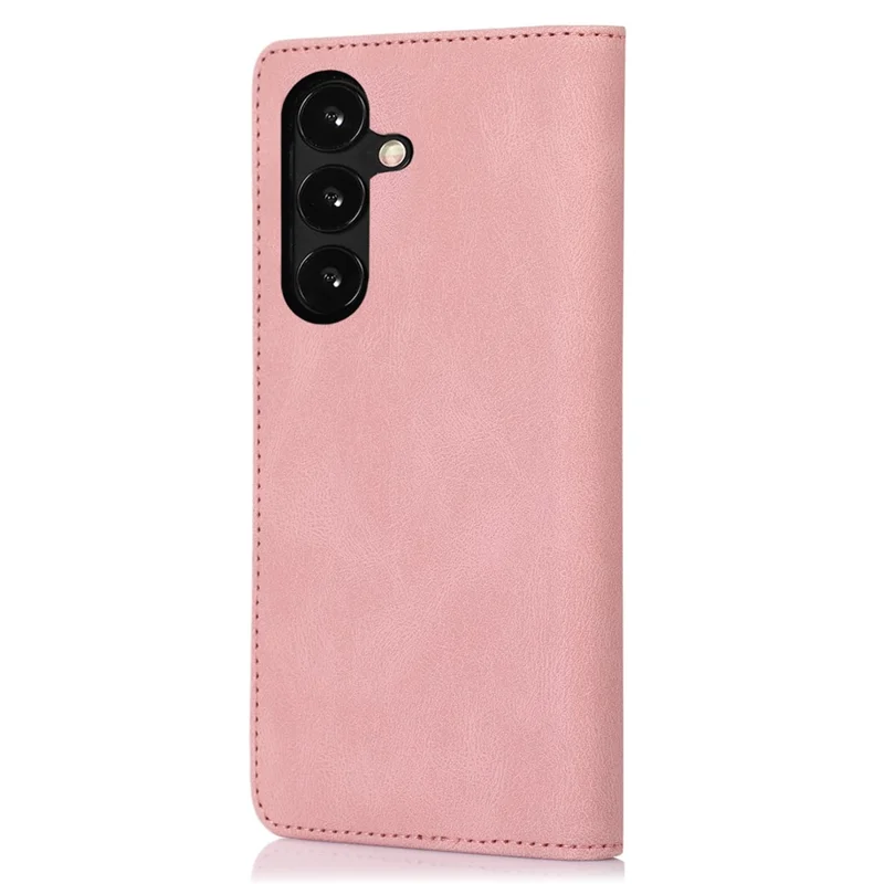 For Samsung Galaxy S24+ PU Leather Mobile Phone Case Magnetic Stand Cover Wallet - Rose Gold
