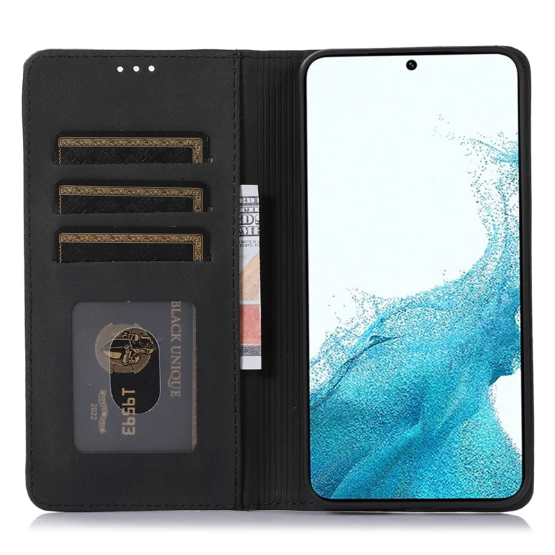 For Samsung Galaxy A54 5G Cell Phone Case Magnetic Stand Wallet TPU+PU Leather Cover - Black