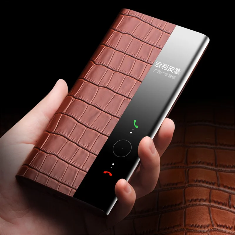 QIALINO For Honor Magic5 Ultimate 5G Genuine Cow Leather Case View Window Flip Phone Cover - Black