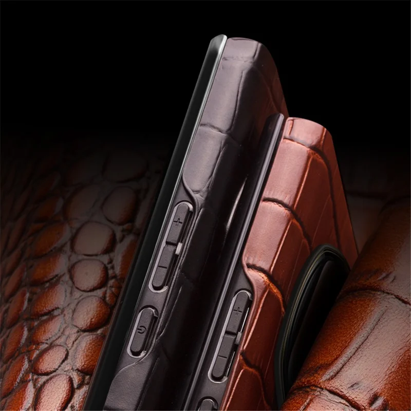 QIALINO For Honor Magic5 Ultimate 5G Genuine Cow Leather Case View Window Flip Phone Cover - Black