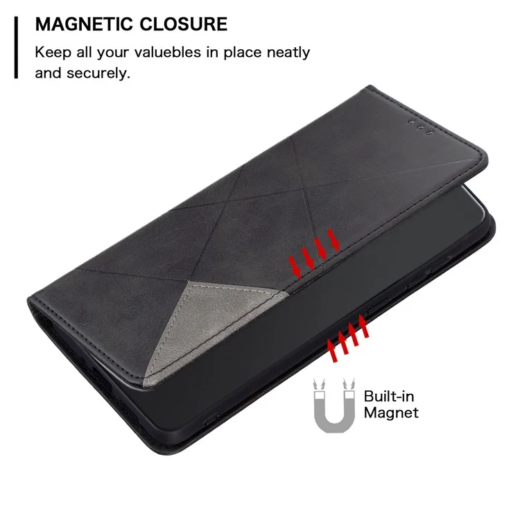 Para Samsung Galaxy A55 5G Case Anti-Scratch Card Holder Magnetic PU Leather Cover - Black