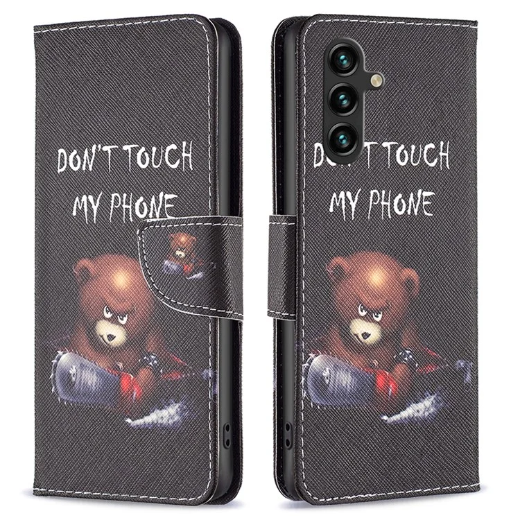 For Samsung Galaxy A55 5G PU Leather Flip Cover Pattern Printing Phone Case - Bear