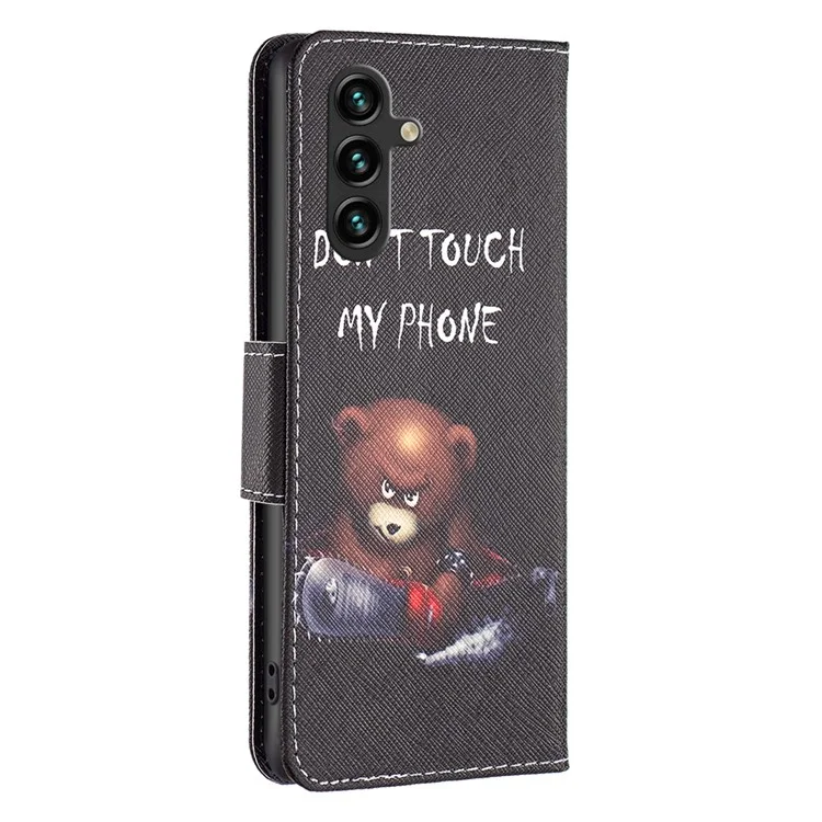 For Samsung Galaxy A55 5G PU Leather Flip Cover Pattern Printing Phone Case - Bear