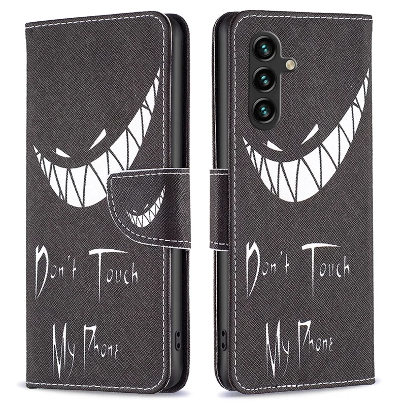 For Samsung Galaxy A55 5G PU Leather Flip Cover Pattern Printing Phone Case - Don't Touch My Phone