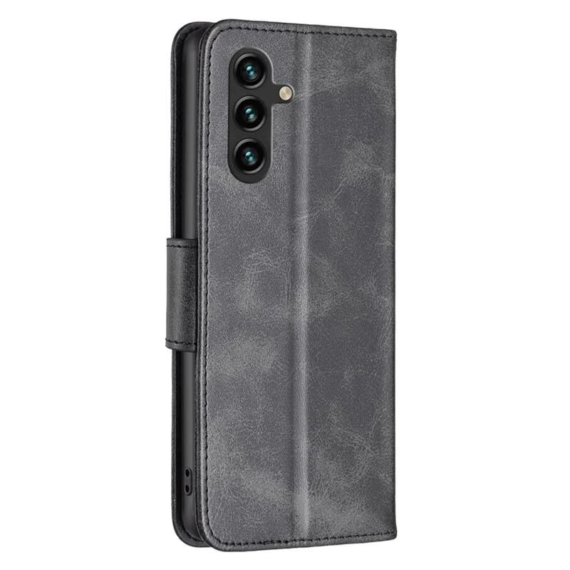 Per Samsung Galaxy A55 5G Textured Wallet Anti-Scratch Cell Phone Case PU Leather Stand Cover - Nero