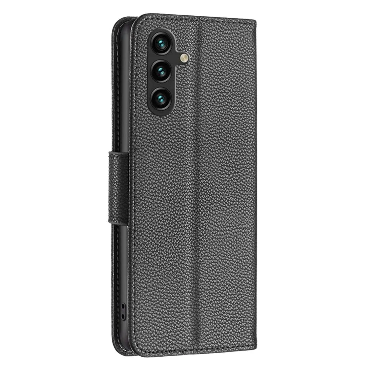 Pour Samsung Galaxy A55 5G Case Stand Étui en cuir PU Texture Litchi Coque de téléphone portable - Noir