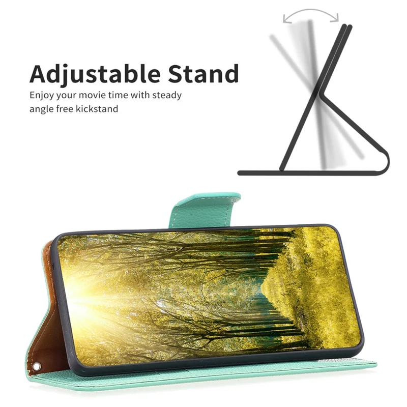 For Samsung Galaxy A55 5G Wallet Case with Wrist Strap Litchi Texture Leather Phone Stand Cover - Green