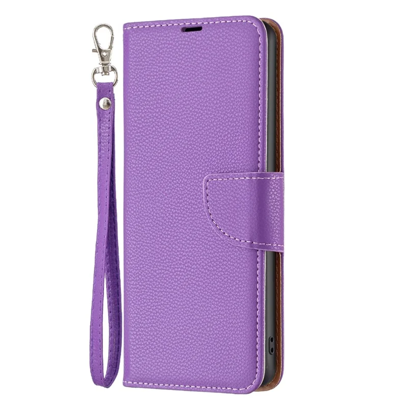 For Samsung Galaxy A55 5G Wallet Case with Wrist Strap Litchi Texture Leather Phone Stand Cover - Purple