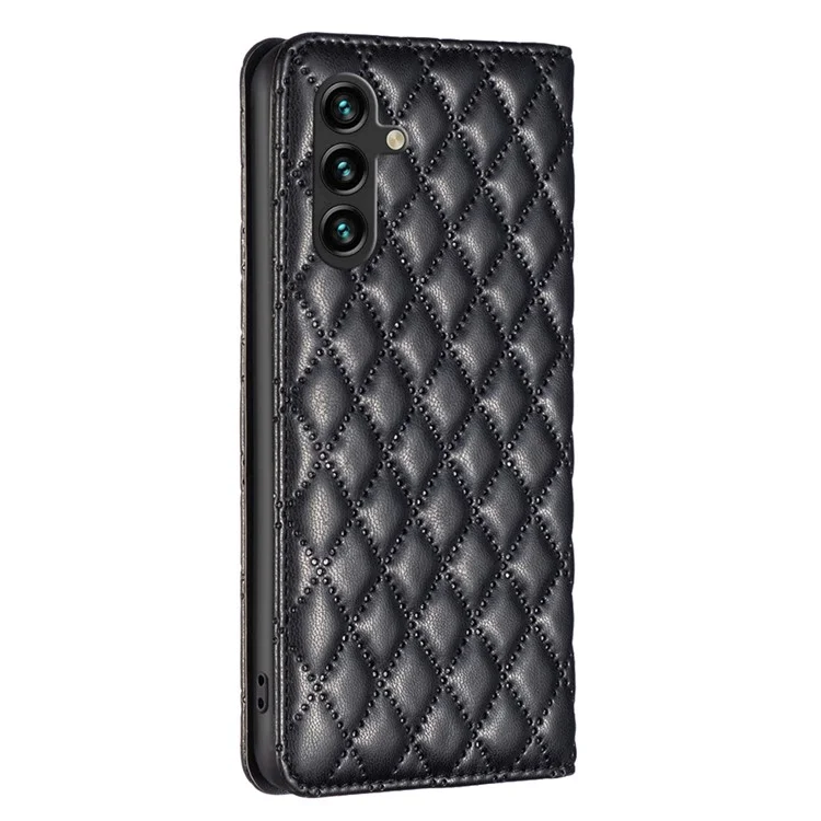 BINFEN COLOR BF Style-16 Чехол для Samsung Galaxy A55 5G, противоударный, кожаный, со слотом для карт, черный