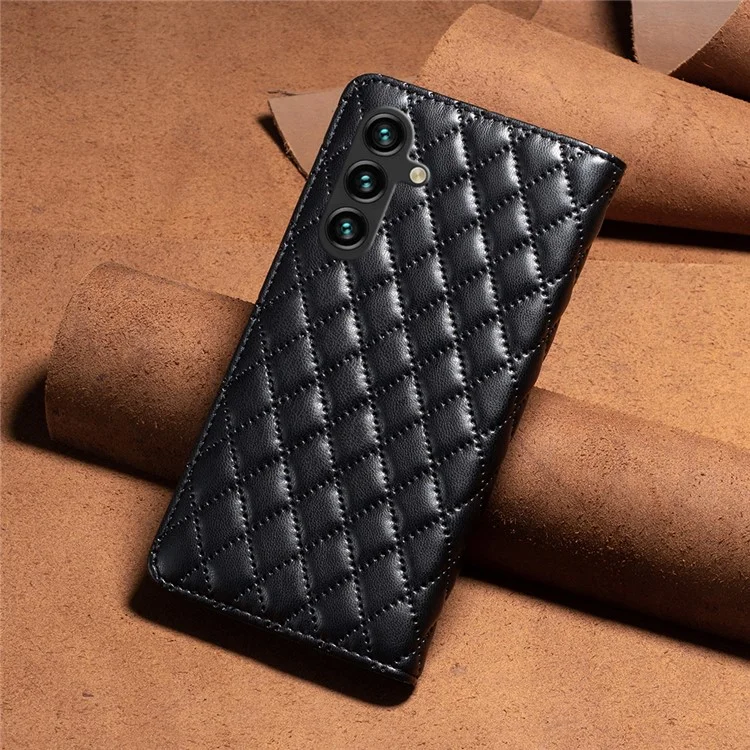 BINFEN COLOR BF Style-16 Чехол для Samsung Galaxy A55 5G, противоударный, кожаный, со слотом для карт, черный
