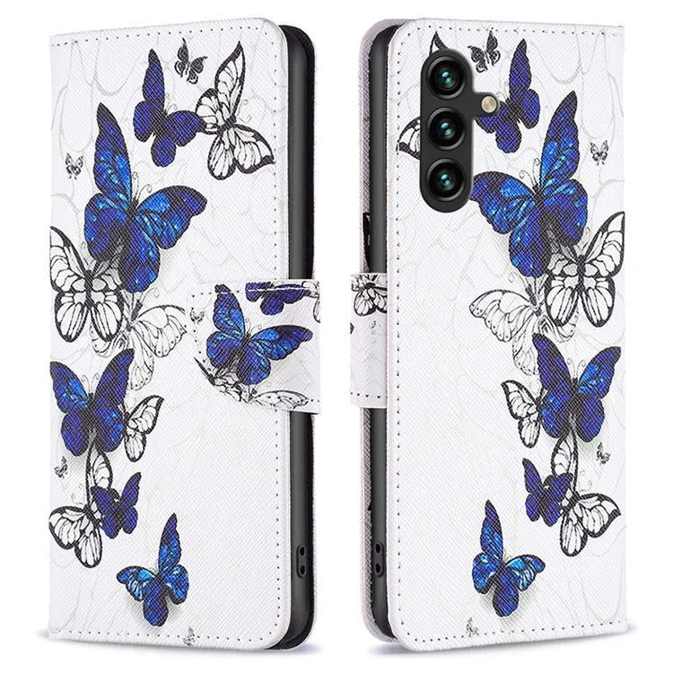 Para Samsung Galaxy A55 5G Wallet Case PU Leather Pattern Printed Phone Cover - Borboletas