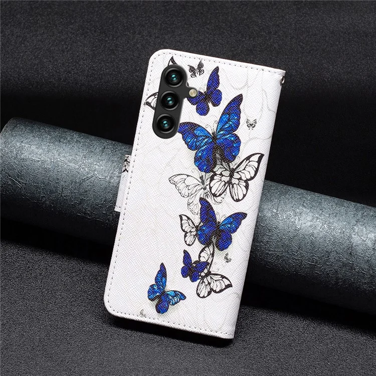 Para Samsung Galaxy A55 5G Wallet Case PU Leather Pattern Printed Phone Cover - Borboletas