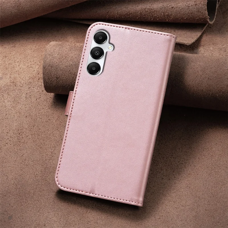 For Samsung Galaxy A55 5G Case Clover Pattern Leather Smartphone Cover with Card Slots - Pink