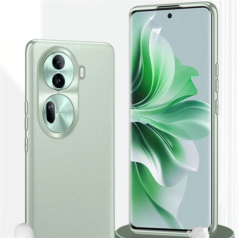 For Oppo Reno11 Pro 5G (Global) Phone Case PU Leather Soft Texture Back Cover - Light Green