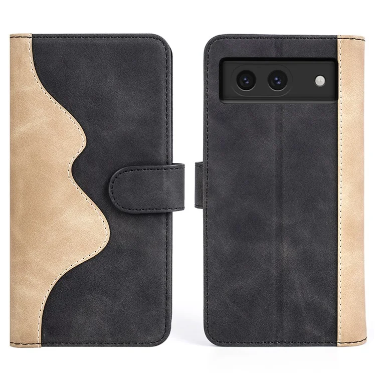 Para o Google Pixel 8a Case Color Splicing Phone Cover com Carteira e Suporte - Preto