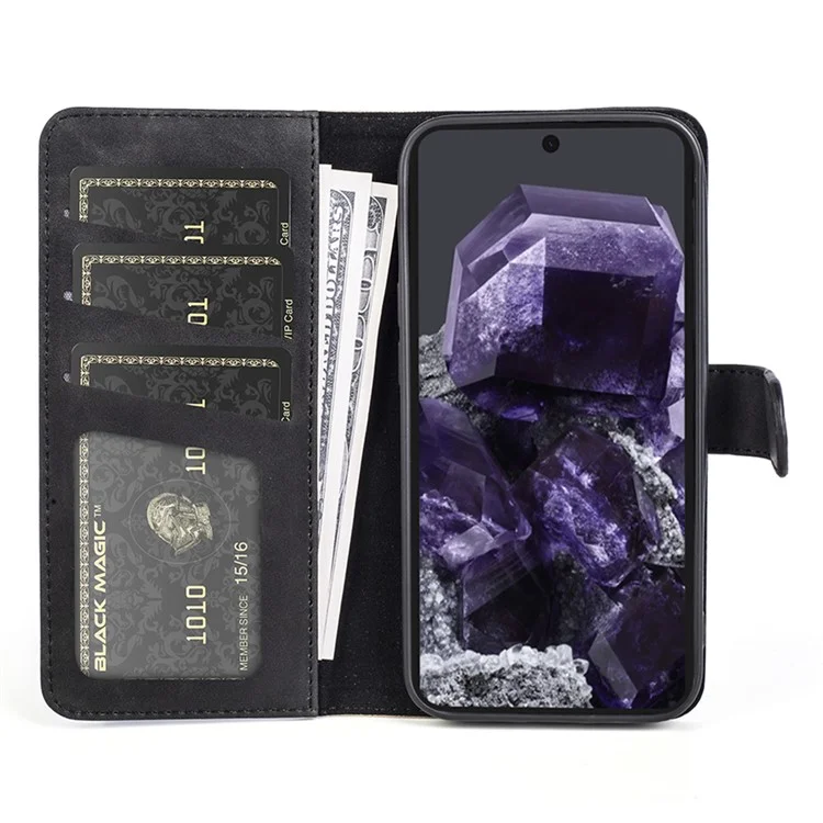 Para o Google Pixel 8a Case Color Splicing Phone Cover com Carteira e Suporte - Preto