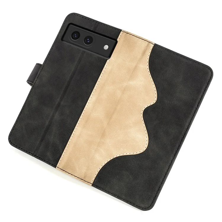Para o Google Pixel 8a Case Color Splicing Phone Cover com Carteira e Suporte - Preto