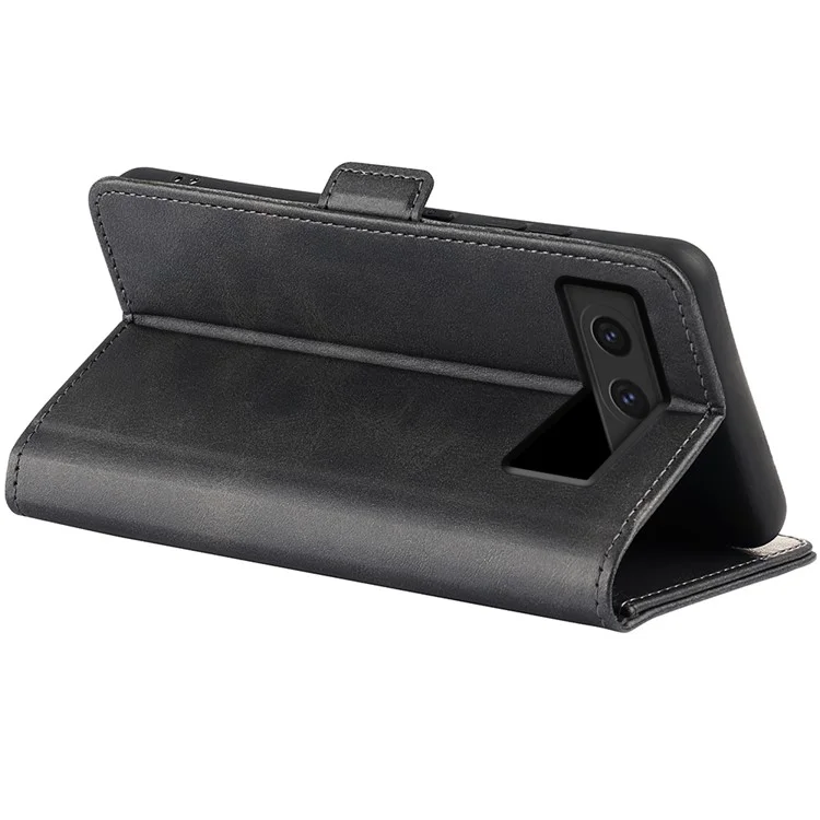 Para o Caso do Google Pixel 8a PU Leather Dual Magnetic Clasp Protective Cover - Preto