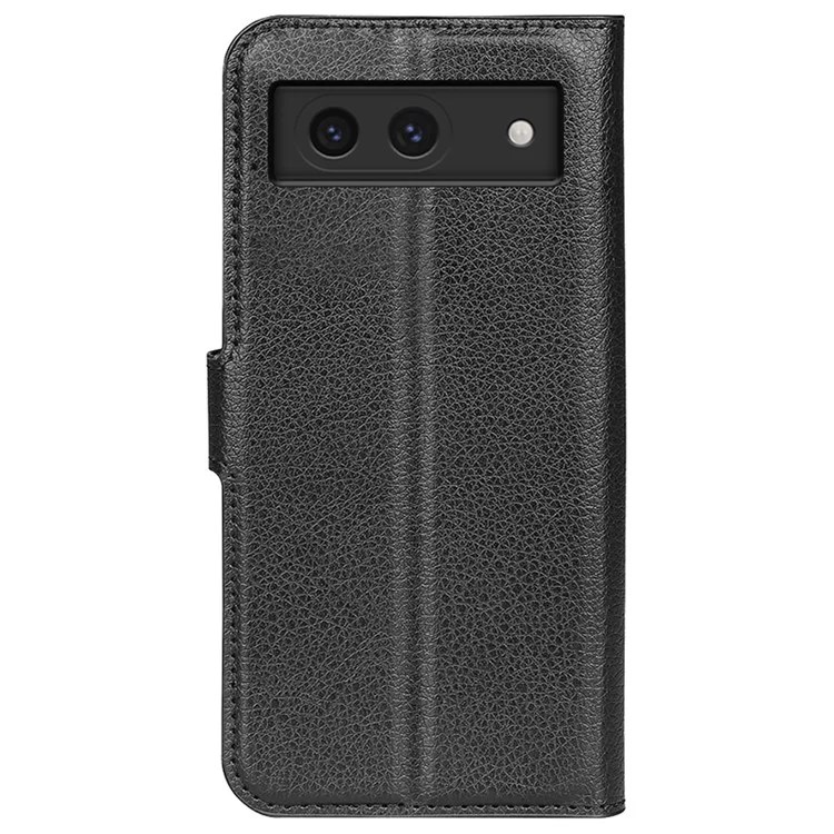 For Google Pixel 8a Leather Case Litchi Texture Stand Phone Wallet Cover - Black