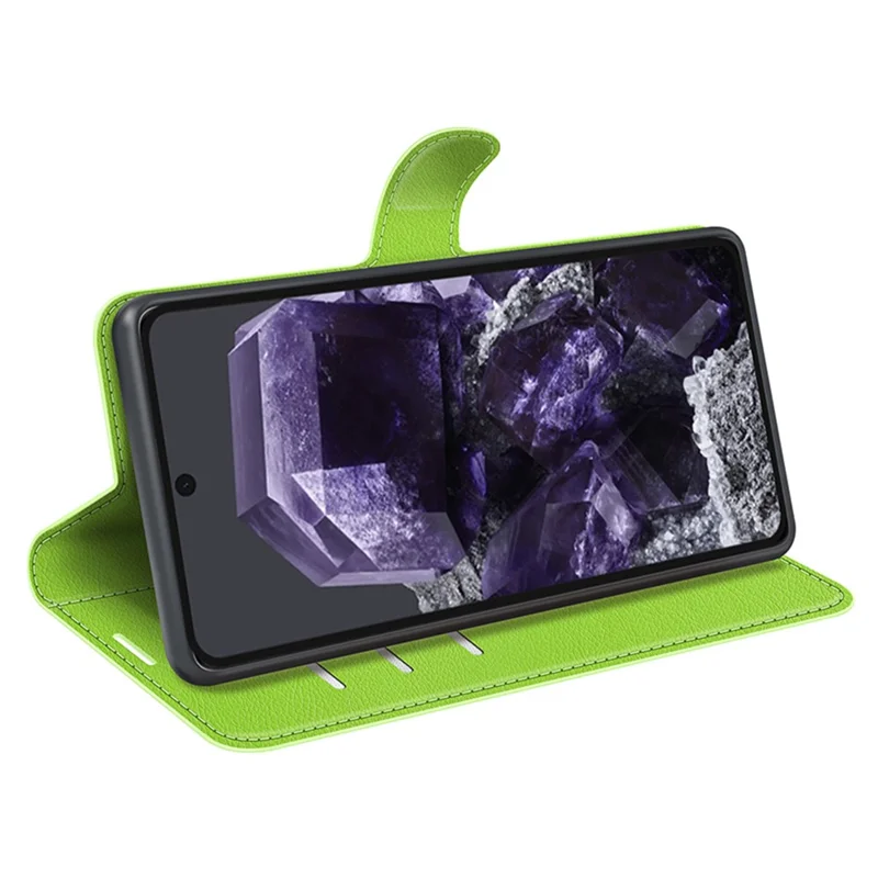 Etui skórzane do Google Pixel 8a, tekstura litchi, etui z uchwytem i portfelem na telefon - zielony