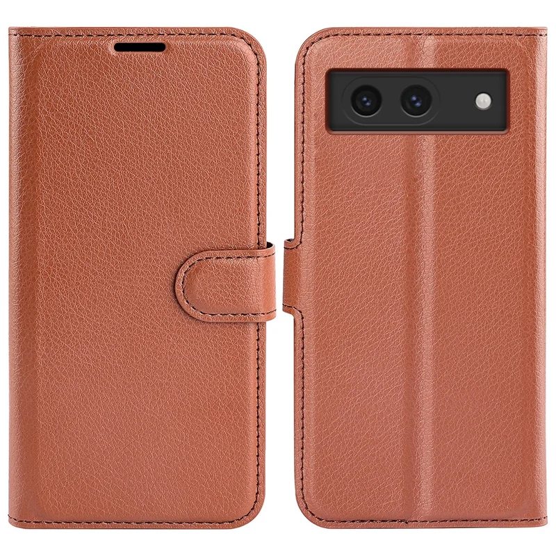 For Google Pixel 8a Leather Case Litchi Texture Stand Phone Wallet Cover - Brown