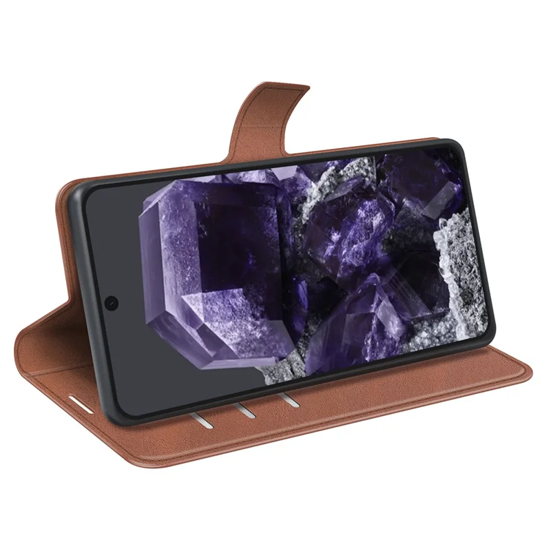 Til Google Pixel 8a tegnebogstelefonbeskyttelse i kalvlæderoptik af PU-læder beskyttende telefontaske - lysebrun