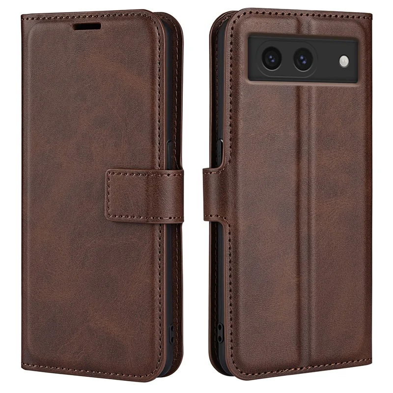 For Google Pixel 8a Wallet Phone Case Calf Texture PU Leather Protective Phone Cover - Brown