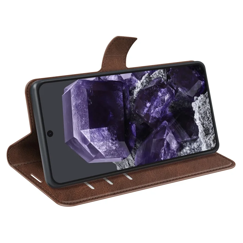 For Google Pixel 8a Wallet Phone Case Calf Texture PU Leather Protective Phone Cover - Brown