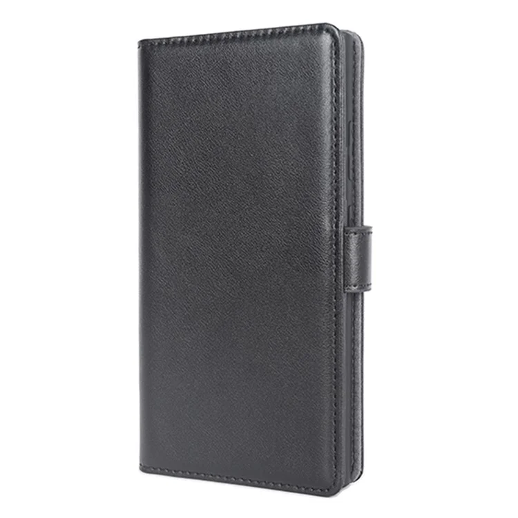 Pour Samsung Galaxy S24 Ultra Étui Véritable Cuir Fendu Support Portefeuille Housse de Téléphone - Noir