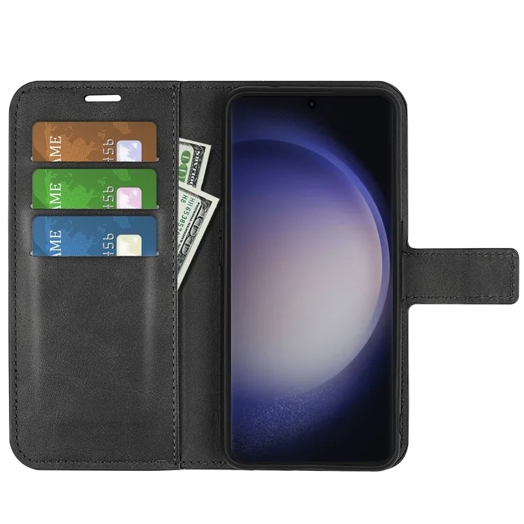 Für Samsung Galaxy S24 Ultra Case Kalbsledertextur PU-Leder Schutzhülle - Schwarz