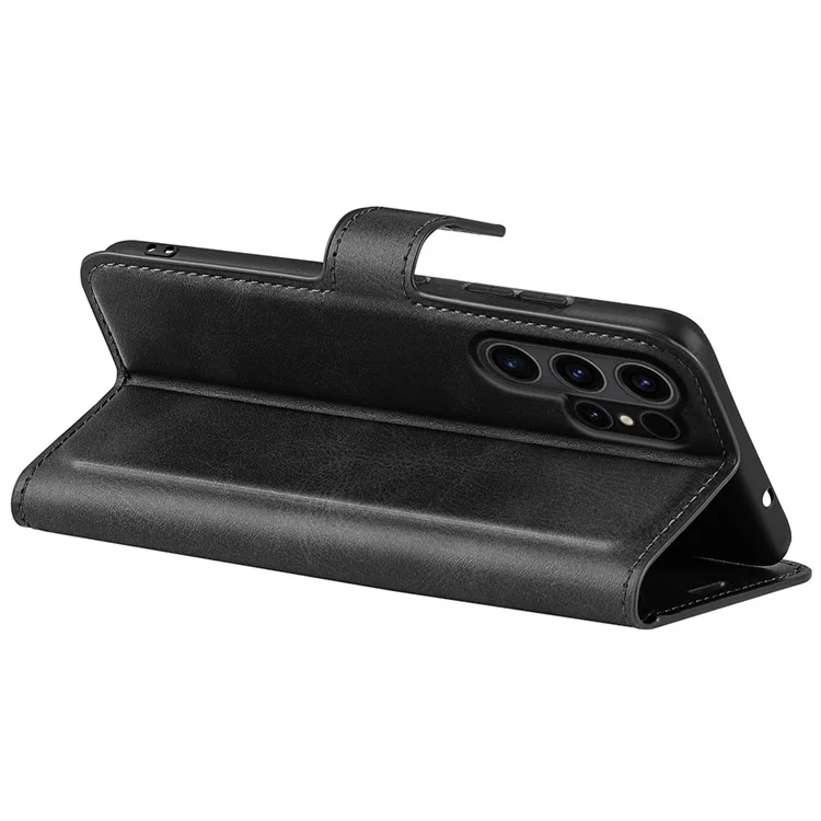 Für Samsung Galaxy S24 Ultra Case Kalbsledertextur PU-Leder Schutzhülle - Schwarz