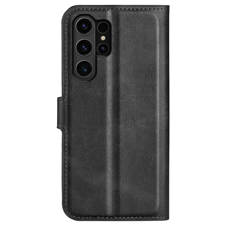 Für Samsung Galaxy S24 Ultra Case Kalbsledertextur PU-Leder Schutzhülle - Schwarz