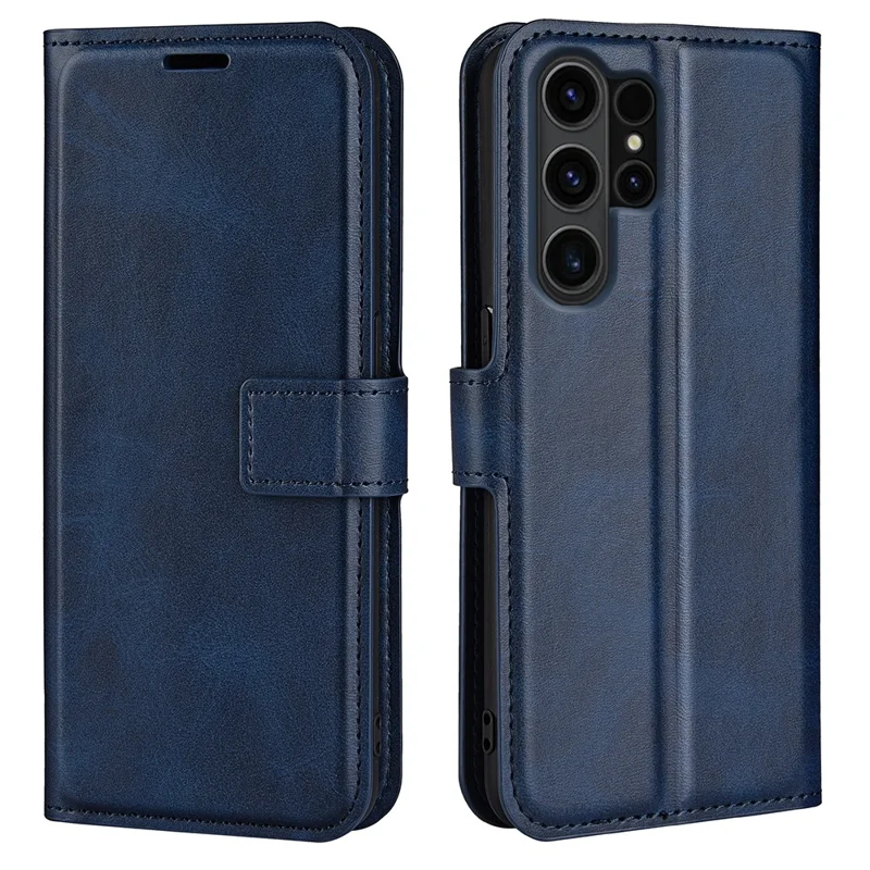 Futerał na Samsung Galaxy S24 Ultra, etui o fakturze skóry cielęcej z poliuretanu, ochronne etui portfelik - niebieski