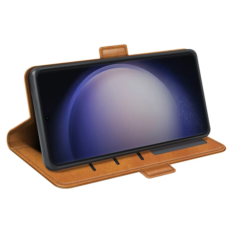 For Samsung Galaxy S24 Ultra Case PU Leather Dual Magnetic Clasp Protective Cover - Yellow