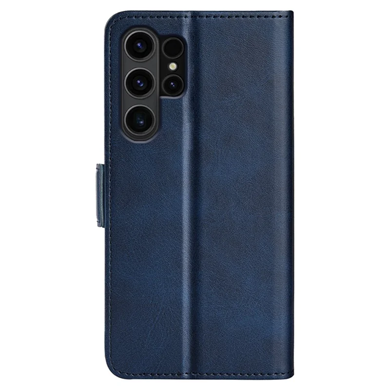 حافظة لهاتف سامسونج جالكسي S24 ألترا من جلد البولي يوريثان مع إبزيم مغناطيسي مزدوج وغطاء واقي - أزرق