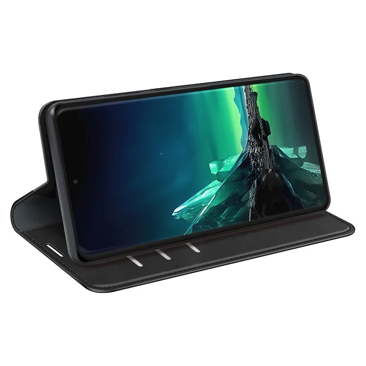 Für Motorola Edge 40 Neo 5G Hülle Anti-Kratzer PU-Leder Flip Cover Skin-Touch Handyhülle - Schwarz