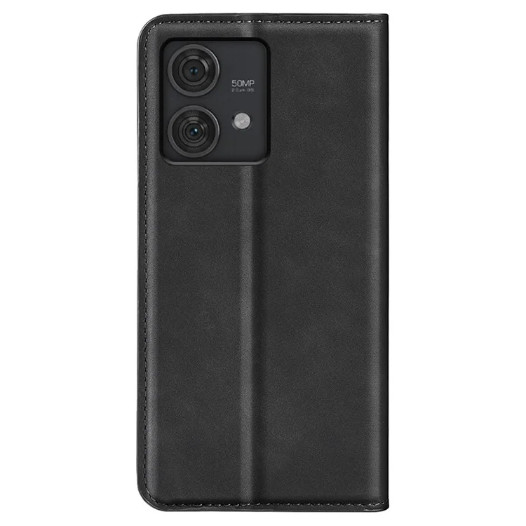 Für Motorola Edge 40 Neo 5G Hülle Anti-Kratzer PU-Leder Flip Cover Skin-Touch Handyhülle - Schwarz