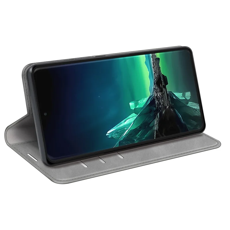 For Motorola Edge 40 Neo 5G Case Anti-Scratch PU Leather Flip Cover Skin-Touch Phone Case - Grey