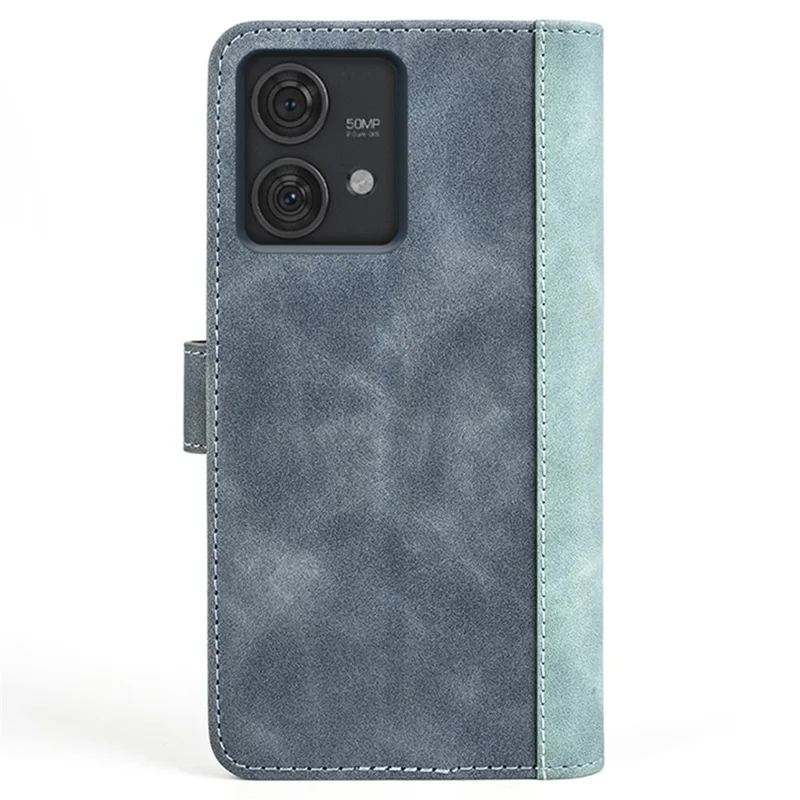 For Motorola Edge 40 Neo 5G Case Color Splicing Shockproof Phone Cover with Wallet Stand - Blue
