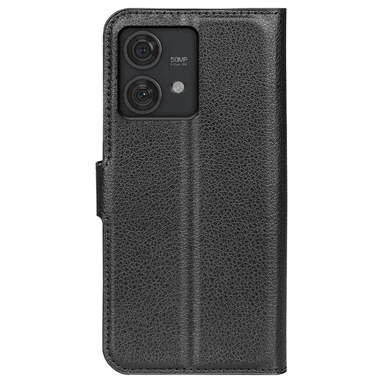 Para Motorola Edge 40 Neo 5G Funda de Teléfono Celular Textura de Litchi Flip Stand Funda de Cuero de Billetera - Negro