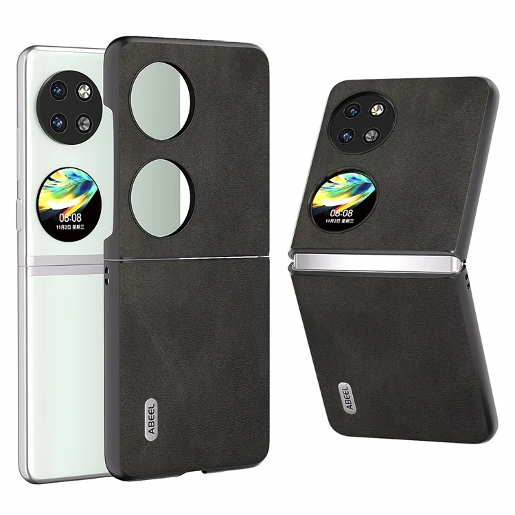 ABEEL For Huawei Pocket 2 Phone Case PU Leather+PC Anti-Scratch Cover - Black